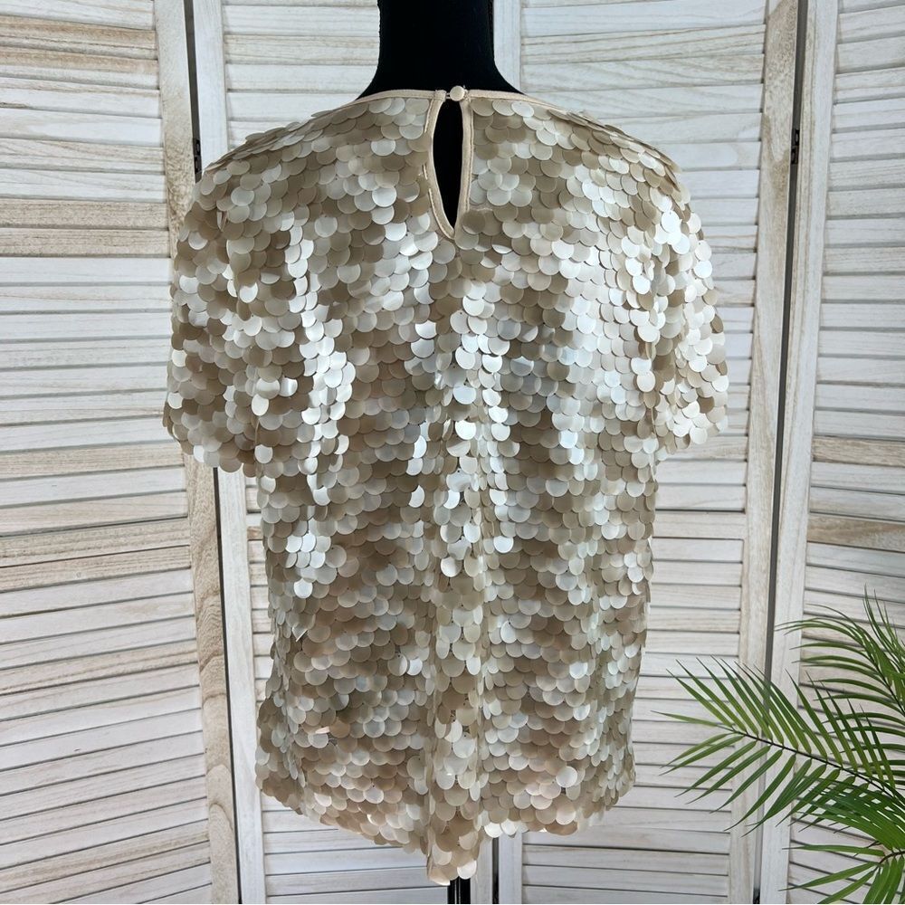 Eva Franco Anthropologie Taupe Sequin Tee Medium - Picture 5 of 13